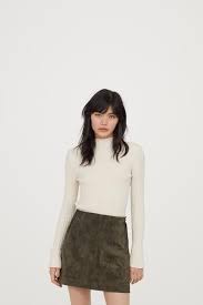 Short Suede Skirt Dark Khaki Green Ladies H M Us A Line Skirt Outfits Suede Skirt Outfit Khaki Skirt Outfits