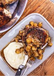 Rachael S Pork Chops With Honey Herb Dijon Applesauce Recipe Pork Chops And Applesauce Rachael Ray Recipes Pork Chop Recipes