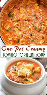 One Pot Creamy Tomato Tortellini Soup Gal On A Mission Recipe In 2020 Tortellini Recipes Tomato Tortellini Soup Soup Recipes