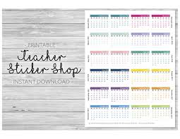 2017 2018 Mini Calendars Sticker Printable For Planners Erin Condren Happy Planner Plu Teacher Planner Printables Teacher Stickers Erin Condren Life Planner