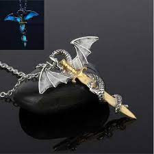Dragon Sword Glow In The Dark Necklace Dragon Sword Sword Necklace Dragon Lover