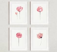 Peony Set 4 Baby Pink Watercolor Painting Abstract Floral Minimalist Art Print Shabby Chic Nursery Wall Decor Peonies Flowers Home Garden Flower Prints Art Minimalist Art Print Abstract Floral