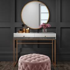 Lola Mirrored 2 Drawer Dressing Table With Rose Gold Legs Furniture123