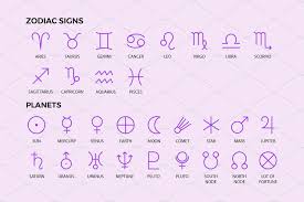 Astrology Symbols Line Icon Set Line Icon Astrology Mercury Symbol