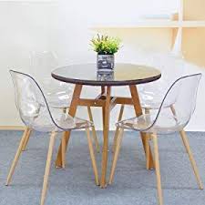 Amazon Com Greenforest Acrylic Dining Side Chairs Lucite Transparent Clear Seat Strong Metal L Acrylic Dining Chairs Dining Table Chairs Modern Dining Chairs