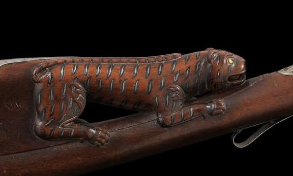 Bonhams : A magnificent two shot superimposed-load silver-mounted Flintlock Sporting Gun from the personal armoury of Tipu Sultan, by Asad Khan-e Muhammad Seringapatam, dated Mawludi 1222/ AD 1793-94