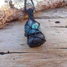 Raw Crystal Necklace With Chalcopyrite Shungite Rough Stones Etsy Shungite Raw Crystal Necklace Crystals