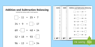 Apple balancing act activity sheet worksheet from balancing act worksheet answers, source:twinkl.co.uk. Lks2 Addition And Subtraction Balancing Problems Differentiated Worksheet