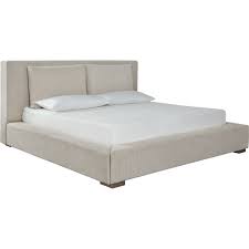 Cayden campaign panel bed with corner brackets. Langford Exclusive Upholstered King Bed Ashley Homestore Canada