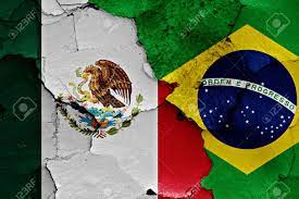 Os dois países estabeleceram relações diplomáticas em 1830; Flags Of Mexico And Brazil Painted On Cracked Wall Stock Photo Picture And Royalty Free Image Image 53510078