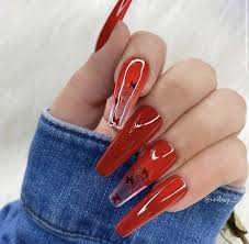 Red Butterflies Red Acrylic Nails Acrylic Nails Best Acrylic Nails After this, you will let the nail polish dry and then paint on four dots on the middle of the nail where it crosses into the clear part of the nail on the bottom.