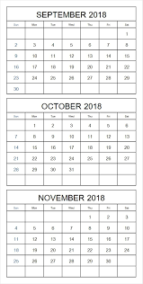 Print Blank September October November 2018 Calendar Template Templates Free Download One Month Two Month T 2018 Calendar Template Calendar Template Calendar