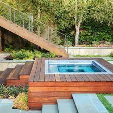 The picture above is an interesting way to put an above ground pool in your backyard. 75 Beautiful Modern Aboveground Pool Pictures Ideas July 2021 Houzz