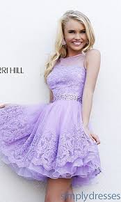 Short High Neck Dress By Sherri Hill Purple Prom Dress Cute Dresses Prom Dresses Short