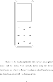 X16 Mp3 Player User Manual Shenzhen Ruizu Digital Technology