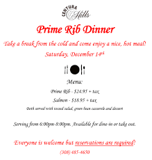 But amazing prime rib is tough to come by at a good price, and that's why we're bringing you the best of both worlds: December Prime Rib Dinner Centura Hills Golf Club
