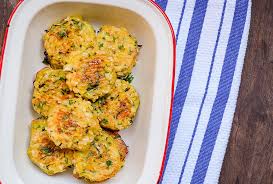 Whisk 3/4 cup flour, 1 teaspoon kosher salt and 1/4 teaspoon each baking powder and pepper in a bowl. These Oven Baked Zucchini And Corn Fritters Are The Perfect Dinner Side Dish