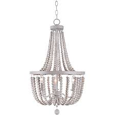 Its circular frame is made from metal in a bronze finish, which creates a neutral foundation for the strands of crystals and wooden beads that sweep down from the top of this. Aero Snail Modern New 3 Light Candle Style Empire Chandelier With Wood Beads Accents Pendant Light Fixture Weathered White Amazon Com