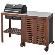 Applaro Klasen Kohlegrill Mit Schrank Braun Las Stahlfarben Ikea Deutschland In 2020 Ikea Wood Storage Cabinets Staining Wood
