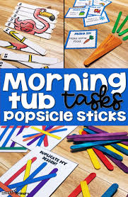 Morning Tubs Math Centers With Popsicle Sticks Digital And Pdf Kindergarten Morning Work Math Manipulatives Math Centers