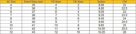 does malaysia use uk or us shoe size