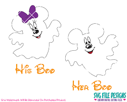 Download Mickey And Minnie His Boo Her Boo Ghost Halloween Svg Cut File Set