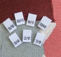 Woven Size Labels - White Damask 1/2~13/14