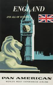 Pan Am London Angleterre England Retro Travel Poster Vintage Travel Posters Vintage Airline Posters
