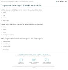 Congress Of Vienna Quiz Worksheet For Kids Study Com