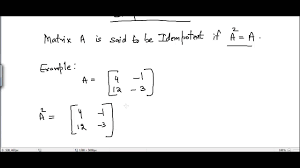 What Is Idempotent Matrix Youtube