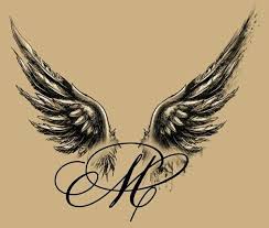 Idea Disegno Ali Di Angelo Aperte Con Lettera Iniziale Nome Lei Trendy Tatuaggi Con Ala Di Angelo Tatuaggi Ricordo Idee Per Tatuaggi