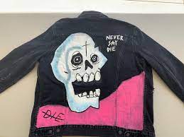 Never Say Die Lil Peep Hand Painted Jacket Etsy In 2021 Painted Jacket Levi Denim Jacket Jackets
