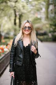 Black Lace Dress Moto Jacket Leather Loafers Bows Sequins Lace Dress Black Lace Dress Black Lace