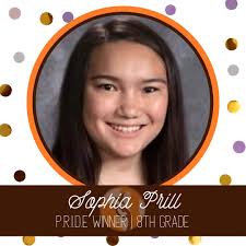 Congratulations to our 8th Grade P.R.I.D.E. Award Winner, Sophia Prill!  We're proud of you!, #WeAreSalyards #ExpeditionSalyards