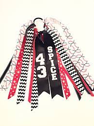 Custom Red And Black Softball Hair Bow Custom Softball Hair Ribbons Custom Sport Hair Ribbons Cu Softball Hair Bows Softball Hairstyles Volleyball Hair Bows
