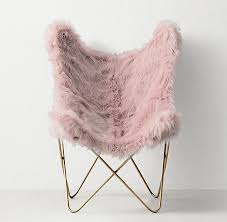 Pink Faux Fur Aged Brass Butterfly Chair Butterfly Chair Pink Chair Bedroom Chair