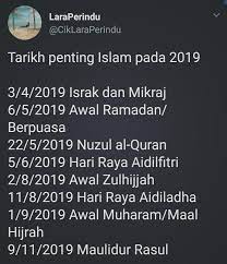 Pada hari ini setiap tahun, umat islam diseluruh dunia akan mengadakan sambutan memperingati keputeraan nabi muhammad saw. Tarikh Penting Islam Tahun 2019 Viral Muafakat Johor Facebook