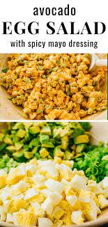 This Spicy Avocado Egg Salad Has The Best Creamy Dressing It S Basically A Deviled Egg Salad My In 2020 Easy Salad Recipes Egg Salad Recipe Easy Avocado Egg Salad