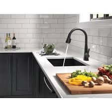 Delta® faucets with diamond™ seal technology perform like. Delta Lenta Matte Black 1 Handle Deck Mount Pull Down Handle Kitchen Faucet Lowes Com Black Kitchen Countertops Modern Black Kitchen Matte Black Kitchen Faucet