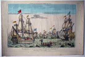 Vue Perspective De L Arrivee Des Francois A L Isle De La Desirade Desirade Estampes Optique