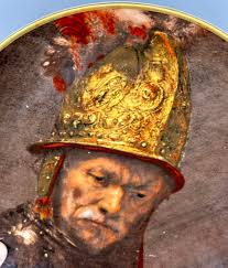 Wall Plate man With Golden Helmet Heinrich West German Porcelain