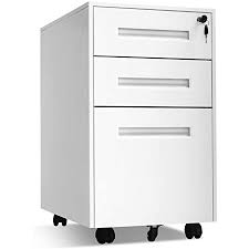 Five wheel casters (one under file drawer for stability) create easy mobility. Amazon Com Locking File Cabinet Rolling Metal Filing Cabinet 3 Drawer Fully Assembled Office Pedestal Files Except Wheel White B Home Kitchen