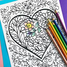 The coloring page you create can then be colored online with … Floral Heart Coloring Page 100 Directions