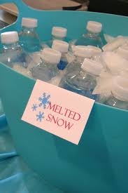 Mini Water Bottles Aka Melted Snow On The Frozen Ice Table Ice Party Girls Birthday Party Party Planning