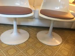 2xhome brown modern mid century modern contemporary mid back ribbed pu leather swivel tilt adjustable chair executive manager office conference room work task computer ribbed desk chrome wheels arms. Vintage Mid Century Modern Krueger Tulip Chairs With Black Leather Cushions And White Leather Covered Krueger Tulip Table For Two Dining Sets Dining Room Furniture Jewellerymilad Com