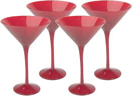 Elegant set of four martini glasses in red and white swirled candy cane design for the holidays is approximately 6.5 high by 5 in diameter and hold about 12oz to the rim. Amazon Com Artland 7 Oz Midnight Rouge Martini Glasses Set Of 4 Old Fashioned Glasses