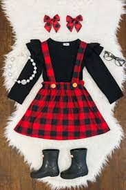 Black And White Plaid Toddler Dress Red Black Plaid Suspender Skirt Set Girl Outfits Baby Girl Clothes Toddler Outfits