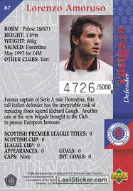 June 28, 1971 in bari, metropolitan city of bari, italy. Card 87 Lorenzo Amoruso Upper Deck Glasgow Rangers Fc 1997 1998 Laststicker Com