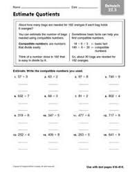 Estimate Quotients Reteach 22 3 4th 5th Grade Worksheet Math Division 5th Grade Worksheets Teaching Math