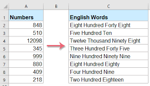 how to quickly convert numbers to english words in excel